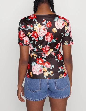 Bluza Vila, negru floral, S