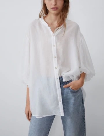 Camasa Zara, alb, M Alb