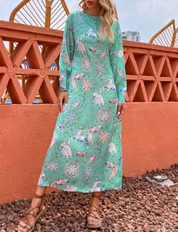 Rochie Lunga SHEIN, verde, M Verde