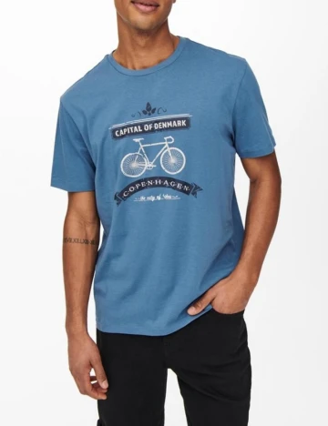 Tricou Only, albastru, S Albastru