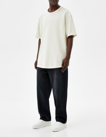 Tricou Bershka, ecru, L