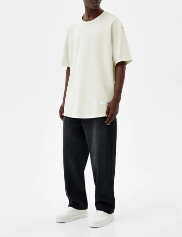 Tricou Bershka, ecru, L