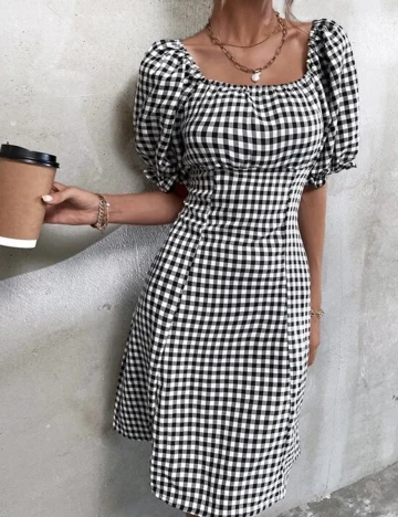 Rochie scurta SHEIN, alb-negru, L