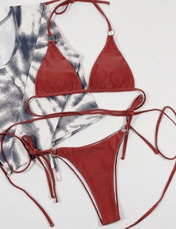 Costum de baie SHEIN, visiniu, S