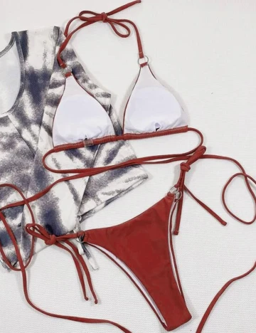 Costum de baie SHEIN, visiniu, S