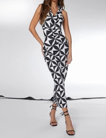Rochie lunga SHEIN, alb/negru, XS