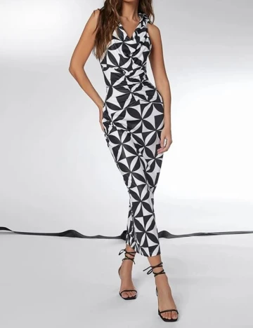 Rochie lunga SHEIN, alb/negru, XS