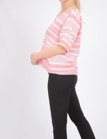 Bluza Only, roz/alb, M Roz