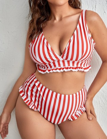 Costum de baie SHEIN Curve, rosu, 1 XL