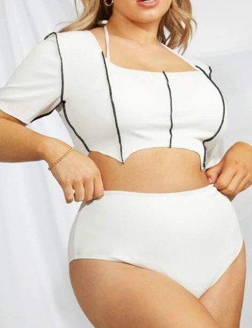 Costum de baie SHEIN CURVE, alb, 4XL