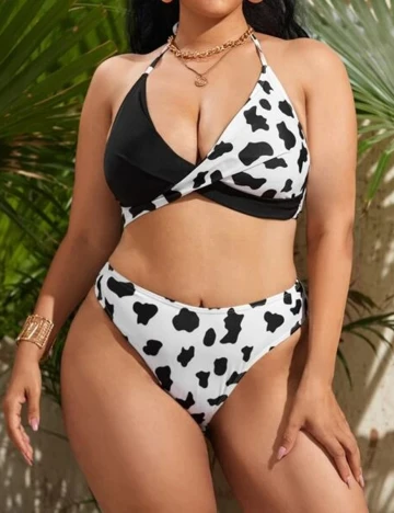 Costum de baie SHEIN CURVE, alb-negru, 2XL Alb
