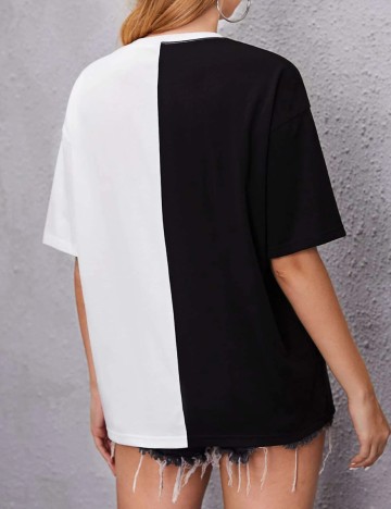 Tricou SHEIN, alb/negru, M