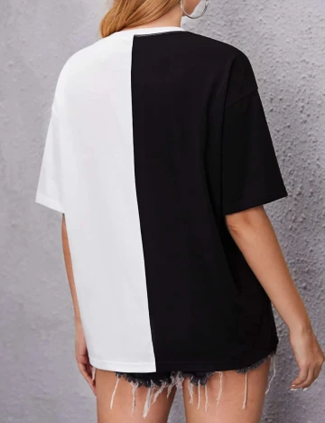 Tricou SHEIN, alb/negru, M