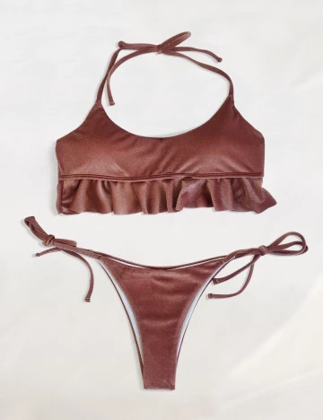 Costum de baie SHEIN, roz pudra inchis, L