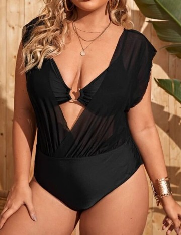 Costum de baie SHEIN CURVE, negru, 4XL