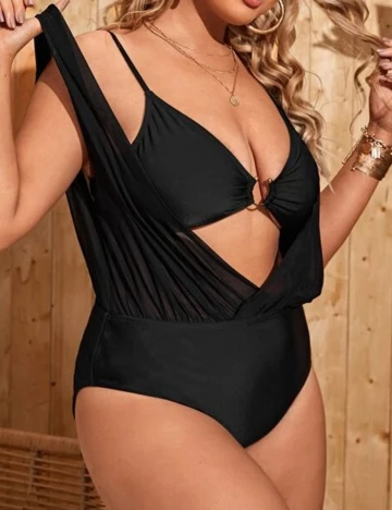 Costum de baie SHEIN CURVE, negru, 4XL