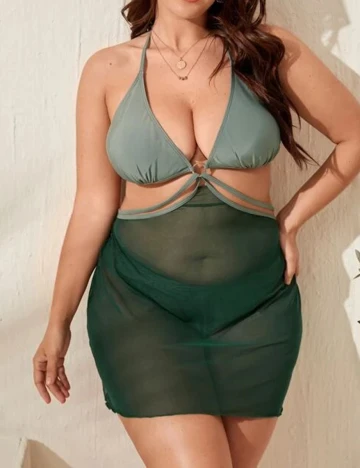Costum de baie SHEIN CURVE, verde, 2XL