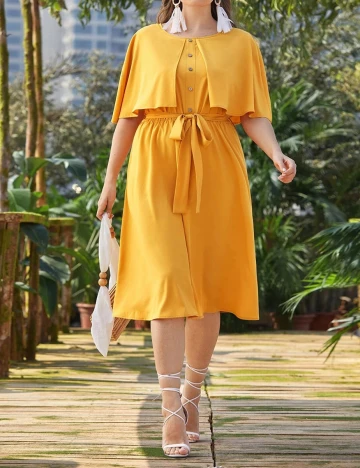 Rochie scurta SHEIN CURVE, galben, 2XL Galben