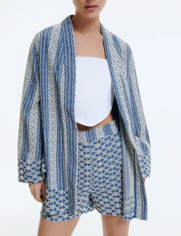 Pantaloni Scurti Reserved, albastru/alb, XS