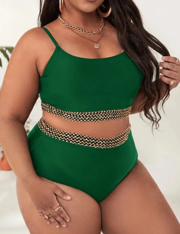 Costum de baie SHEIN CURVE, verde, 1 XL
