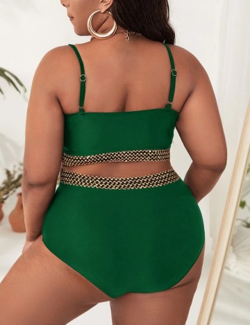 Costum de baie SHEIN CURVE, verde, 1 XL
