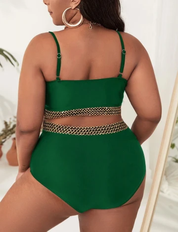 Costum de baie SHEIN CURVE, verde, 1 XL
