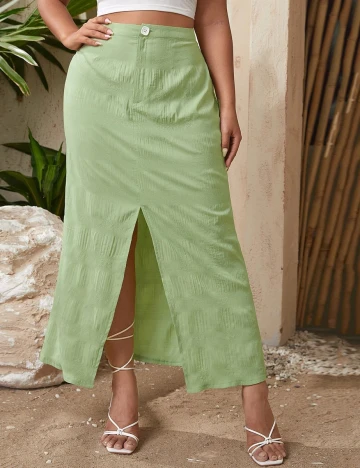 Fusta SHEIN CURVE, verde, 2XL