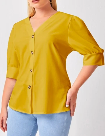 Camasa SHEIN CURVE, mustar, 4XL