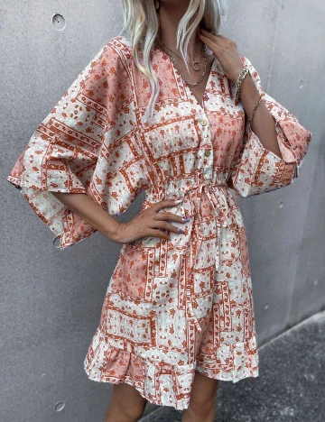 Rochie scurta SHEIN, caramiziu, S