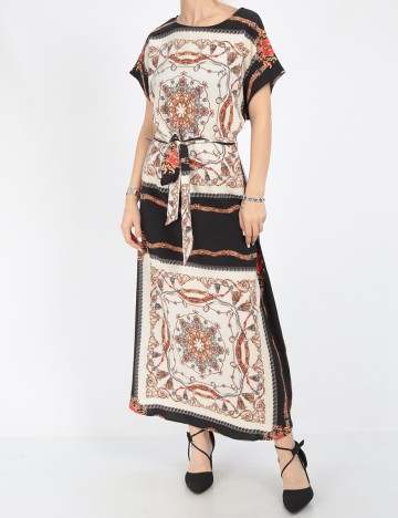 Rochie lunga SHEIN, crem/negru, S