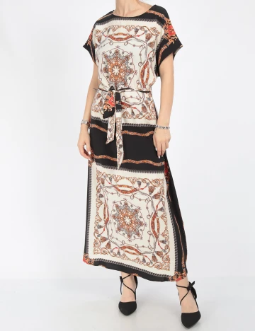 Rochie lunga SHEIN, crem/negru, S