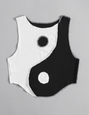 Top SHEIN CURVE, alb/negru, 3XL