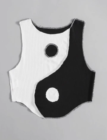 Top SHEIN CURVE, alb/negru, 3XL