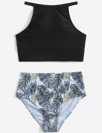 
						Costum de baie SHEIN, negru/alb