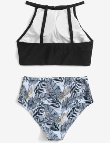 Costum de baie SHEIN, negru/alb