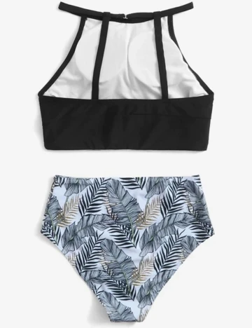 Costum de baie SHEIN, negru/alb