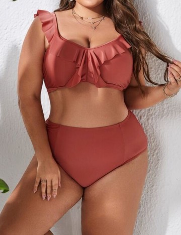 Costum de baie SHEIN CURVE, roz pudra inchis, 3XL