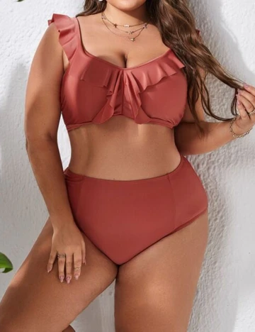 Costum de baie SHEIN CURVE, roz pudra inchis, 3XL