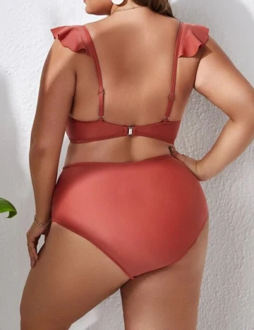 Costum de baie SHEIN CURVE, roz pudra inchis, 3XL
