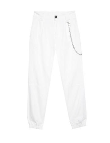 Pantaloni Stradivarius, alb, S
