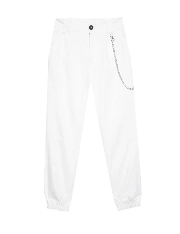 Pantaloni Stradivarius, alb, S