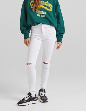 Blugi Bershka, alb, 36