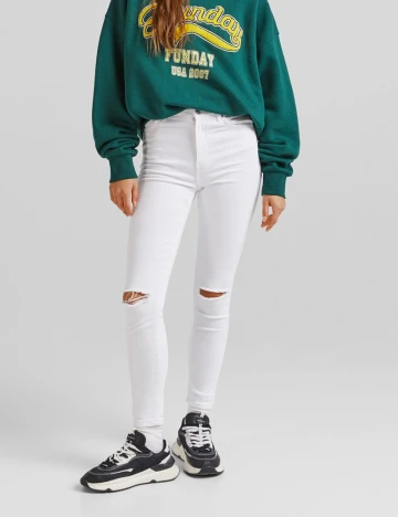 Blugi Bershka, alb, 36 Alb