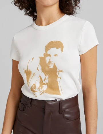 Tricou Bershka, alb, M