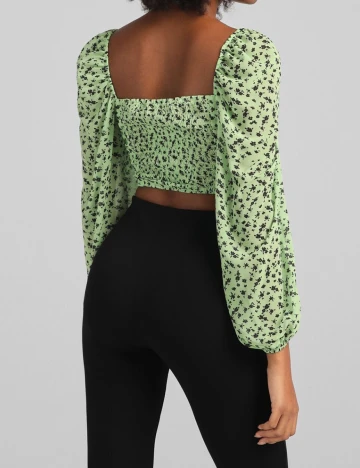 Top Bershka, verde, S Verde