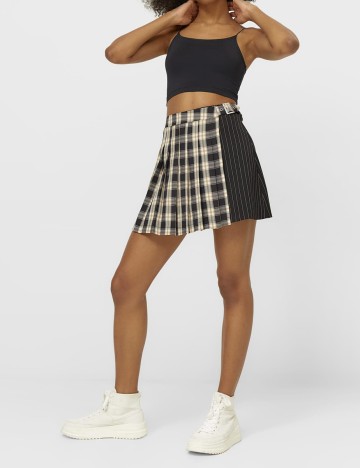 Fusta Stradivarius, crem/negru, 34