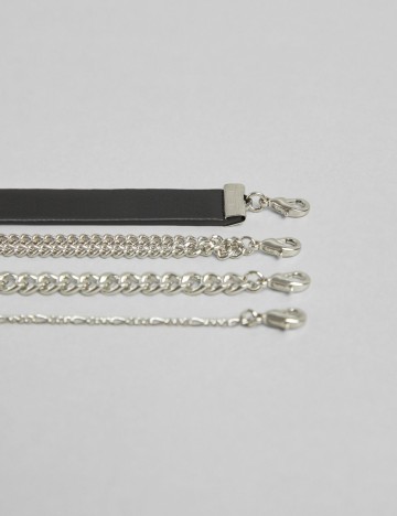 Set coliere Bershka, negru/argintiu, ONE SIZE
