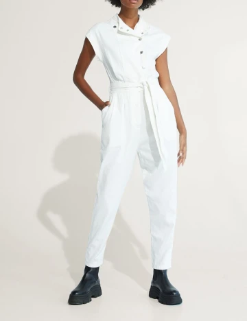 Salopeta Bershka, alb, S Alb