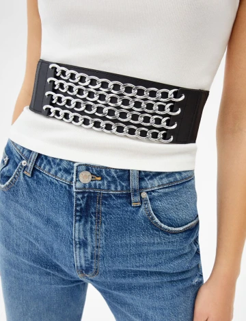 Curea Bershka, negru, 75