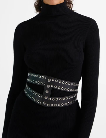 Curea Bershka, negru, 75